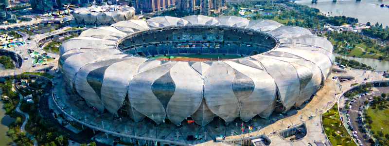2026年杭州亚运会新建主场馆航拍图